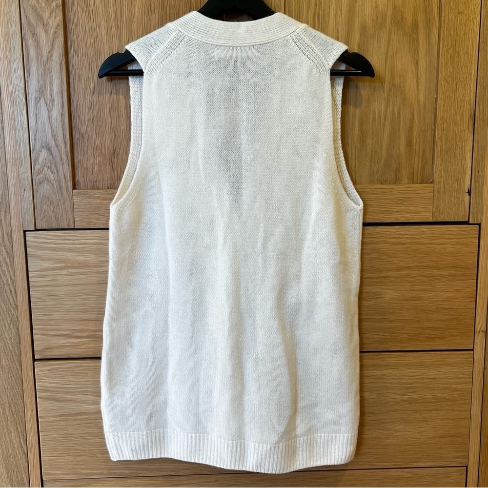 One Grey Day Cashmere V Neck Cardigan Vest Ivory Size Small Minimalist Chic - Picture 5 of 5